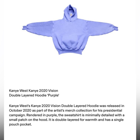 Kanye West Yeezy 2020 Vision Double Layered Hoodie ‘Purple’ - Picture 2 of 12